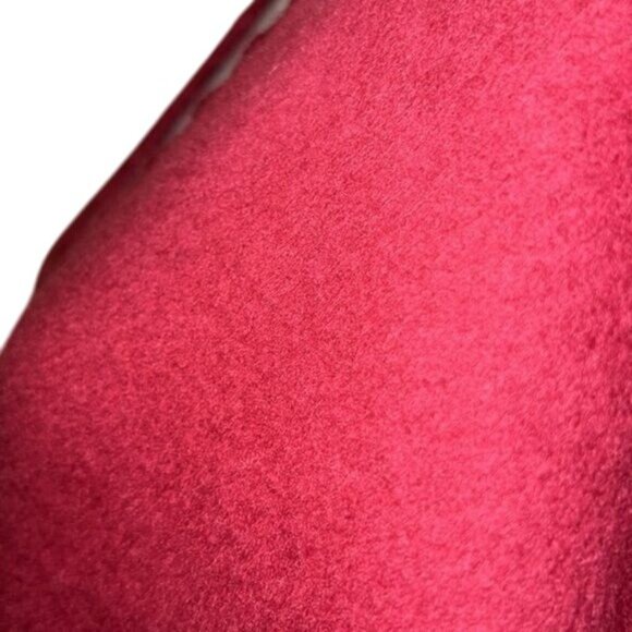 Vintage Womens Boho Fringe Trim Poncho Burgundy One Size Lightweight Layering Wr - Picture 7 of 9